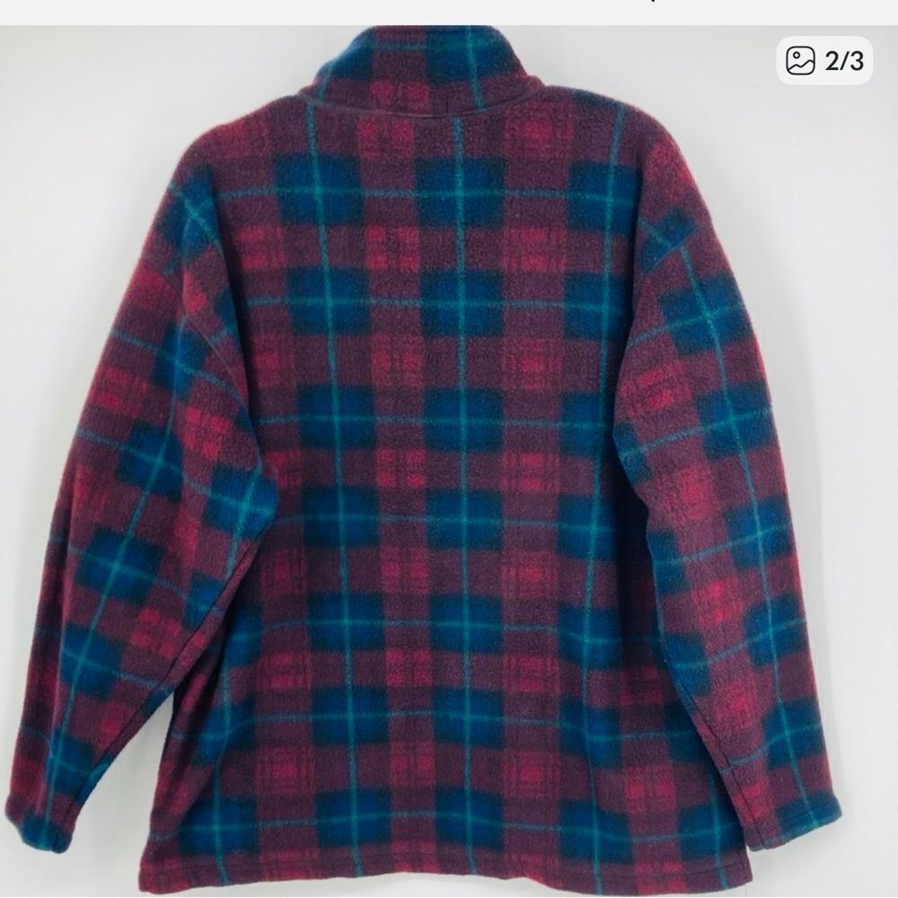 Badge Men’s Plaid Fleece Pullover Size L - Picture 3 of 4